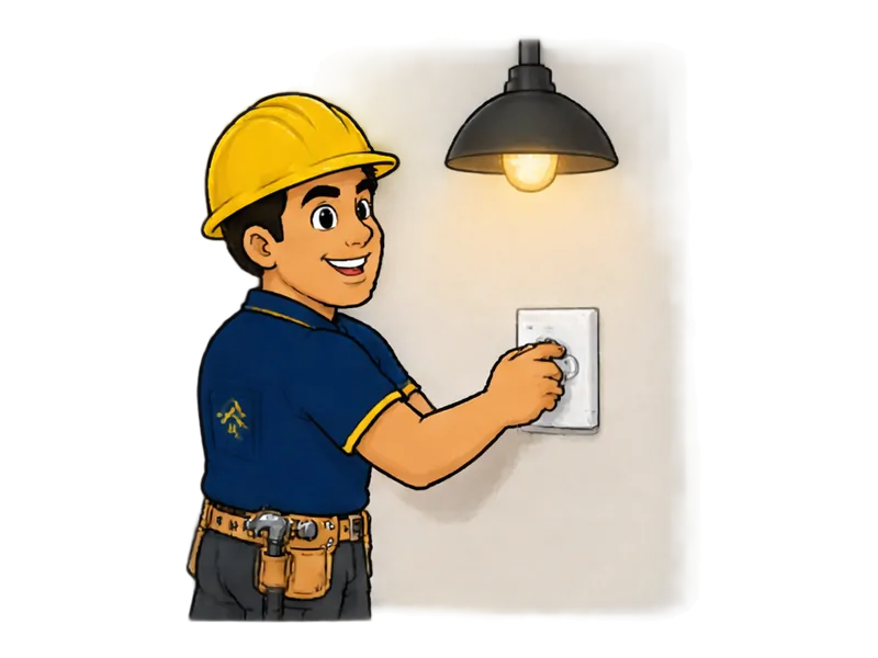 Desenho do técnico do Doutor na Obra fazendo instalação de dimmer