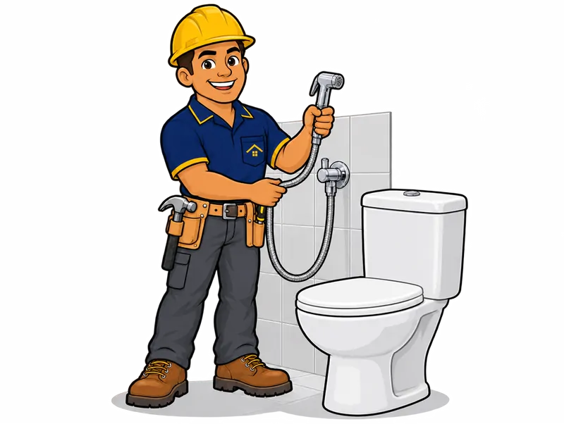 Desenho do técnico do Doutor na Obra fazendo instalação de ducha higiênica