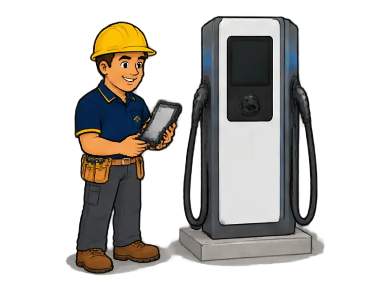 Desenho do técnico do Doutor na Obra fazendo instalação de eletroposto comercial