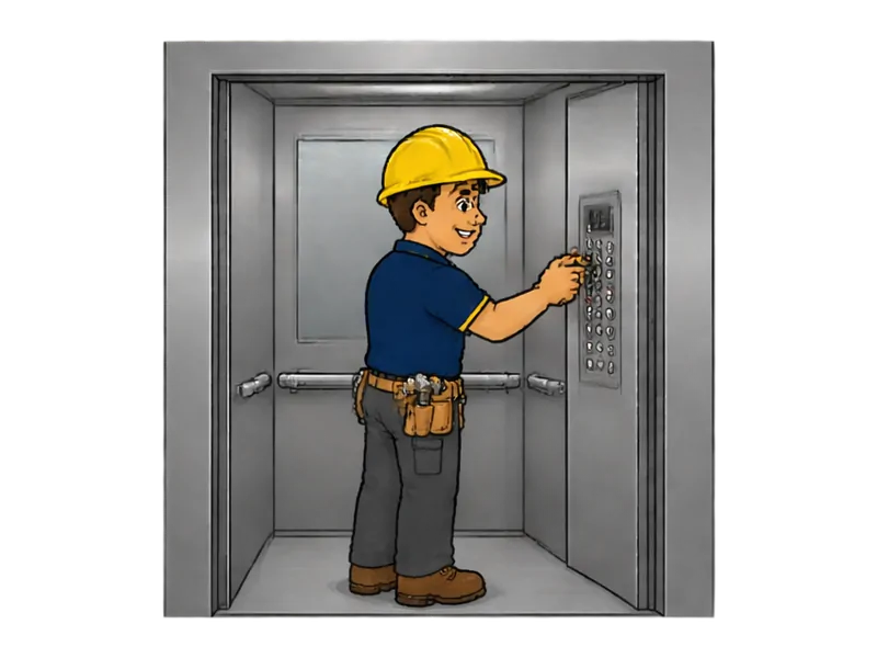 Desenho do técnico do Doutor na Obra fazendo instalação de elevador comercial e de passageiros