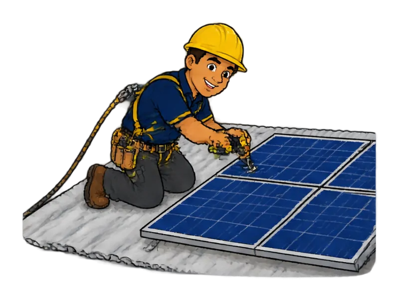 Desenho do técnico do Doutor na Obra fazendo instalação de energia solar comercial
