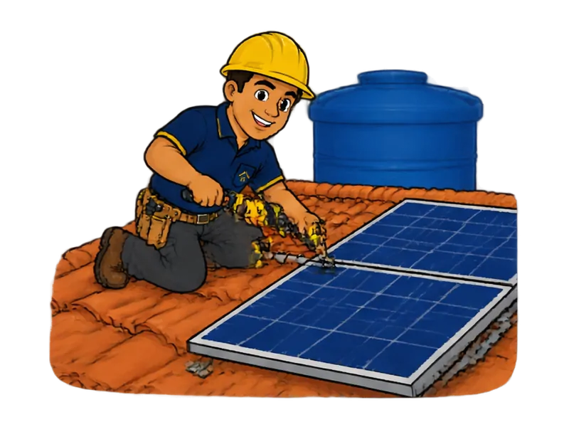 Desenho do técnico do Doutor na Obra fazendo instalação de energia solar residencial