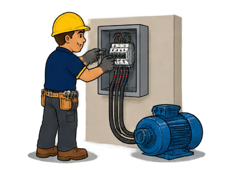 Desenho do técnico do Doutor na Obra fazendo instalação de entrada trifásica