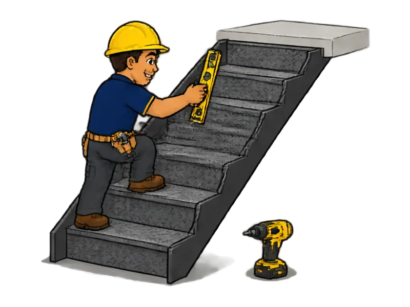 Desenho do técnico do Doutor na Obra fazendo instalação de escada metálica