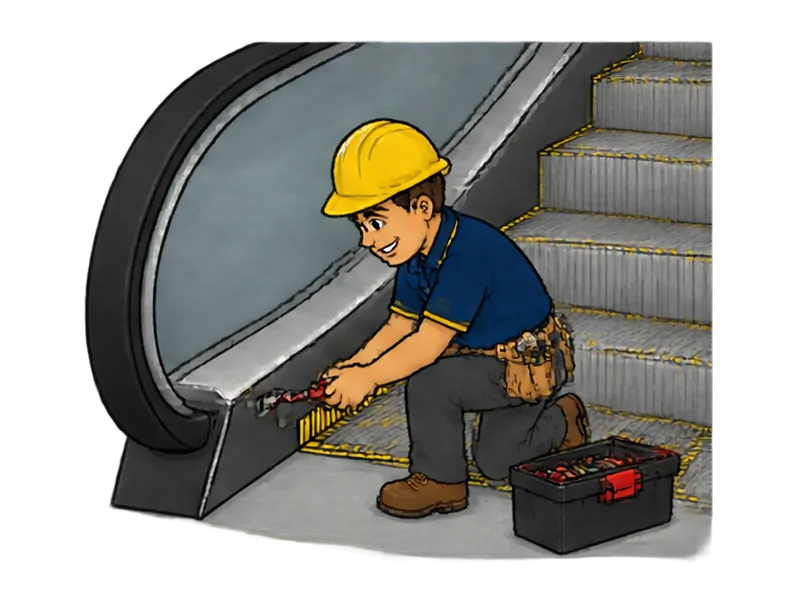 Desenho do técnico do Doutor na Obra fazendo instalação de escada rolante
