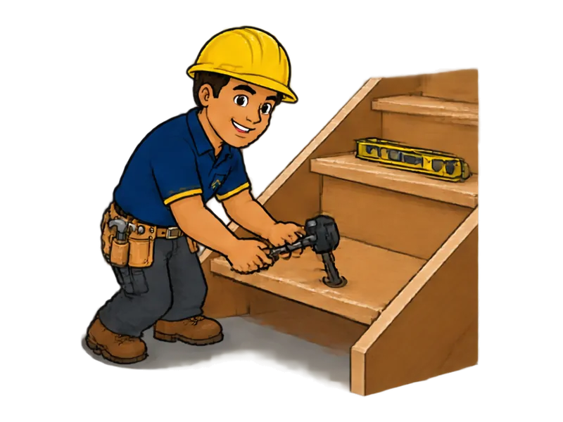 Desenho do técnico do Doutor na Obra fazendo instalação de escadas de madeira
