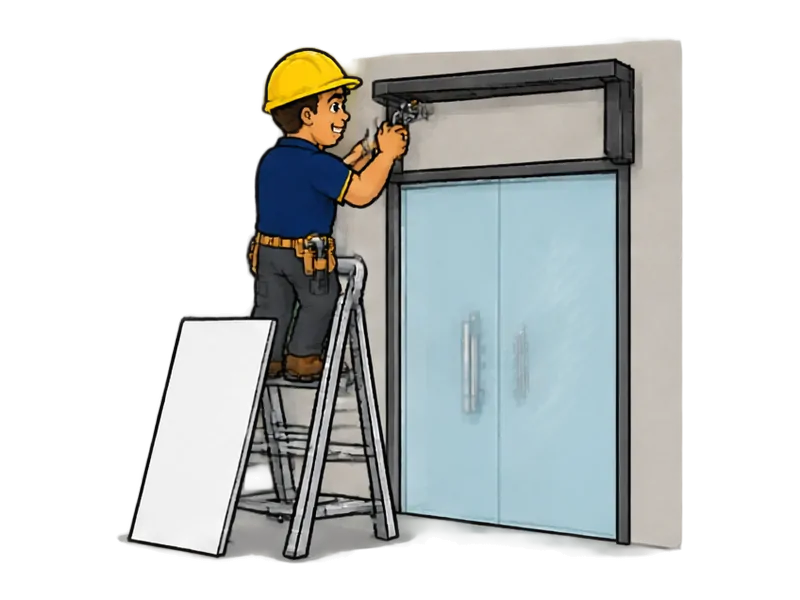 Desenho do técnico do Doutor na Obra fazendo instalação de estrutura para letreiros e fachadas