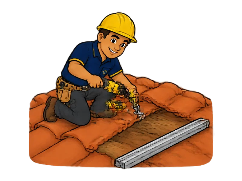 Desenho do técnico do Doutor na Obra fazendo instalação de estruturas e suportes para painéis solares