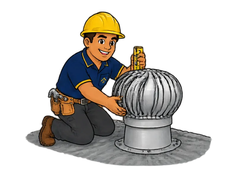 Desenho do técnico do Doutor na Obra fazendo instalação de exaustor eólico
