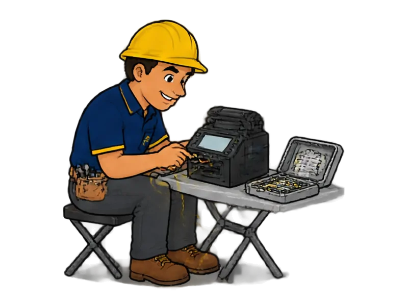 Desenho do técnico do Doutor na Obra fazendo instalação de fibra óptica