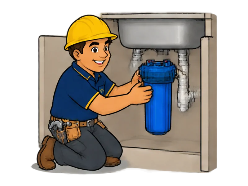 Desenho do técnico do Doutor na Obra fazendo instalação de filtro e purificador de água