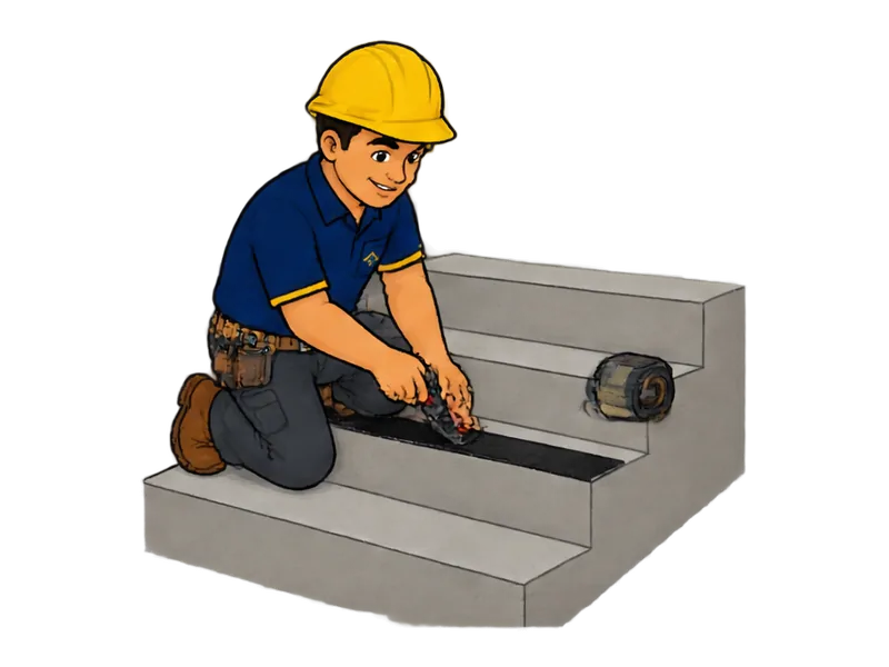 Desenho do técnico do Doutor na Obra fazendo instalação de fita antiderrapante