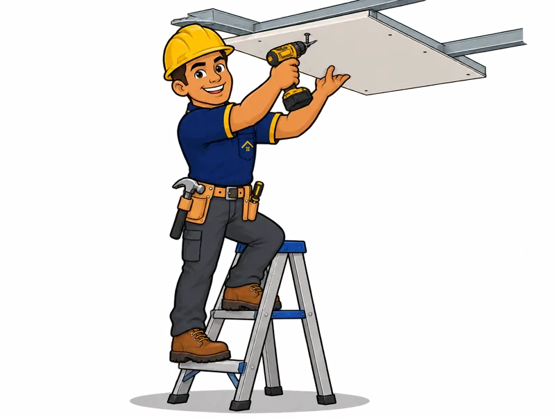 Desenho do técnico do Doutor na Obra fazendo instalação de forro de gesso