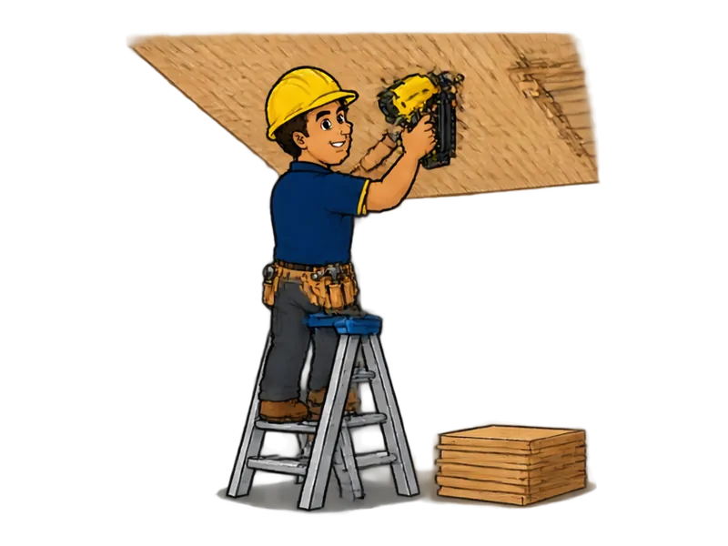 Desenho do técnico do Doutor na Obra fazendo instalação de forro e lambri de madeira