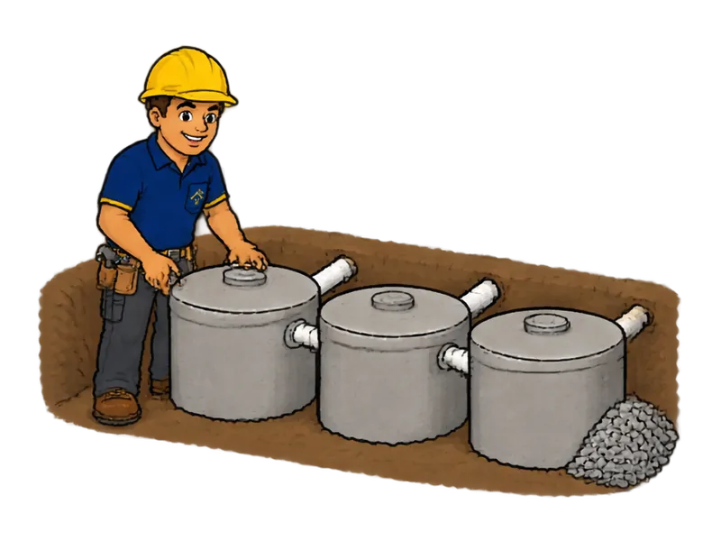 Desenho do técnico do Doutor na Obra fazendo instalação de fossa séptica, filtro e sumidouro