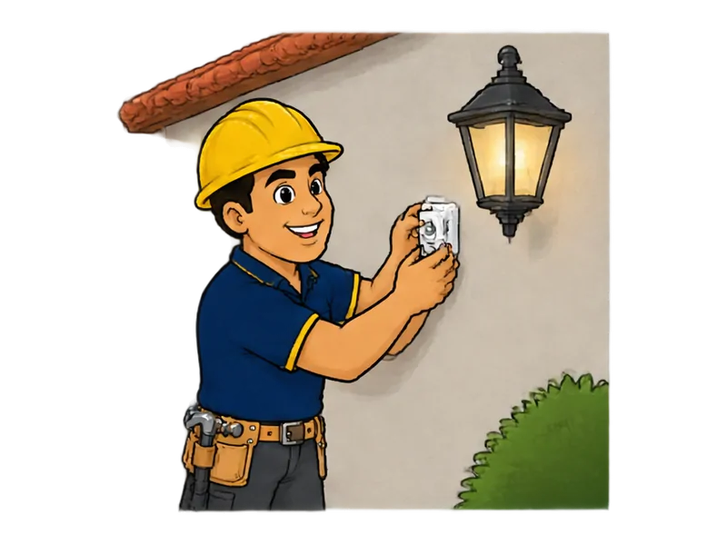 Desenho do técnico do Doutor na Obra fazendo instalação de fotocélula