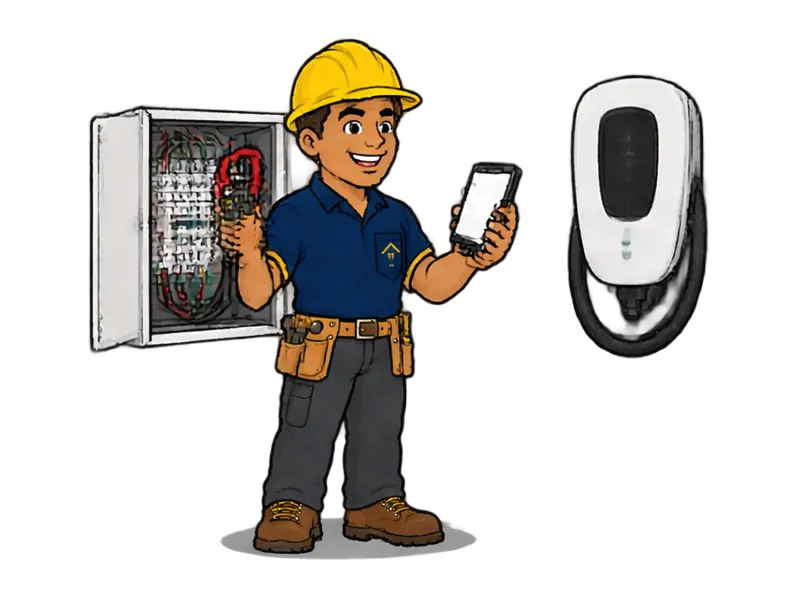 Desenho do técnico do Doutor na Obra fazendo instalação de gestão de carga e medição de recarga