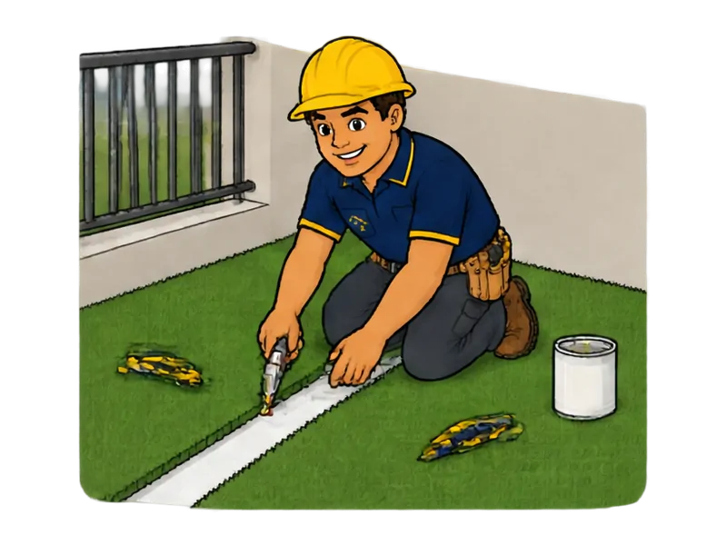 Desenho do técnico do Doutor na Obra fazendo instalação de grama sintética