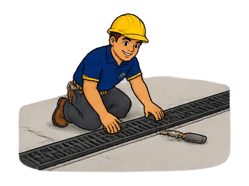 Desenho do técnico do Doutor na Obra fazendo instalação de grelhas e canaletas de drenagem