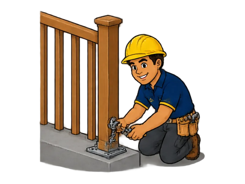 Desenho do técnico do Doutor na Obra fazendo instalação de guarda-corpo de madeira