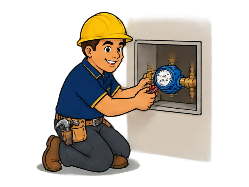 Desenho do técnico do Doutor na Obra fazendo instalação de hidrômetro e medição individualizada