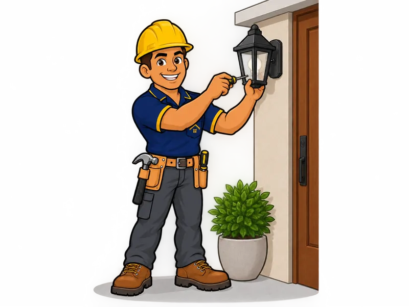 Desenho do técnico do Doutor na Obra fazendo instalação de iluminação externa