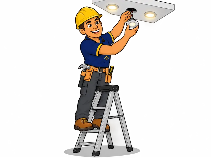 Desenho do técnico do Doutor na Obra fazendo instalação de iluminação interna