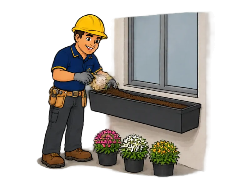 Desenho do técnico do Doutor na Obra fazendo instalação de jardineiras