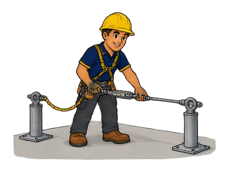Desenho do técnico do Doutor na Obra fazendo instalação de linha de vida
