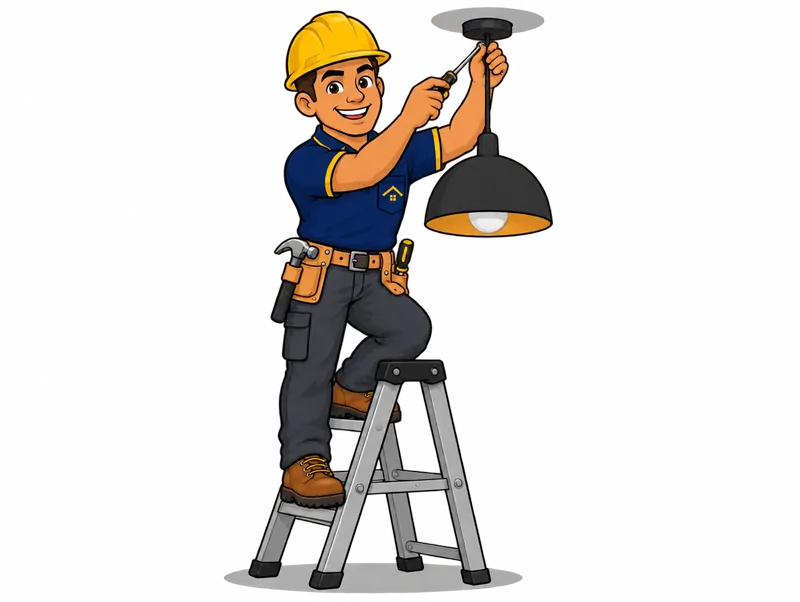 Desenho do técnico do Doutor na Obra fazendo instalação de luminária