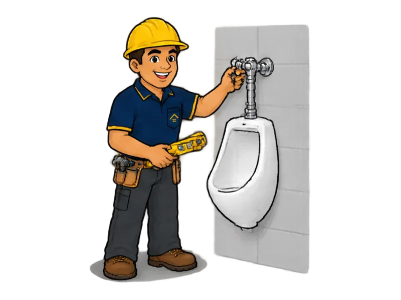 Desenho do técnico do Doutor na Obra fazendo instalação de mictórios e banheiros comerciais