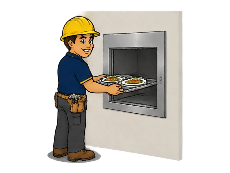 Desenho do técnico do Doutor na Obra fazendo instalação de monta-carga