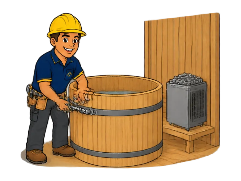 Desenho do técnico do Doutor na Obra fazendo instalação de ofurô e sauna