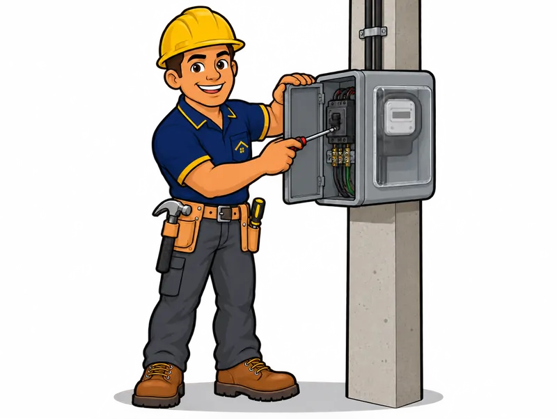 Desenho do técnico do Doutor na Obra fazendo instalação de padrão de energia