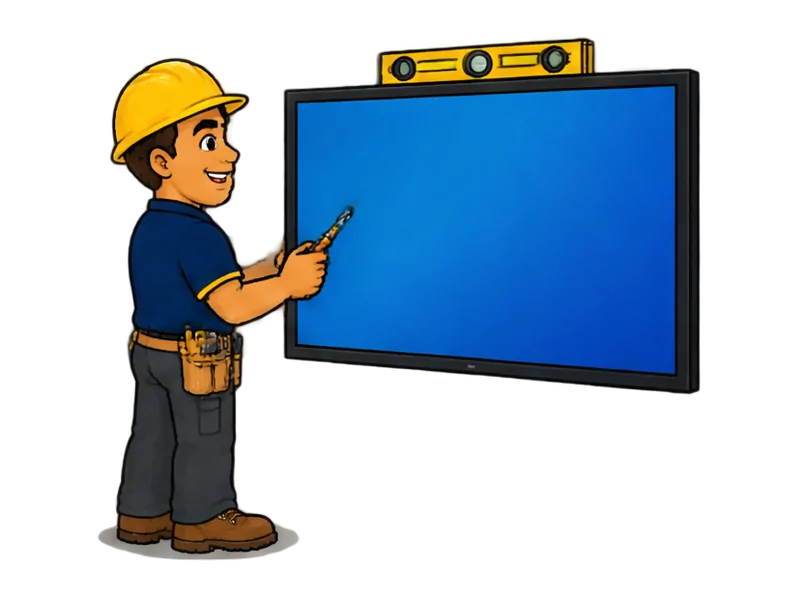 Desenho do técnico do Doutor na Obra fazendo instalação de painéis de LED e tvs corporativas