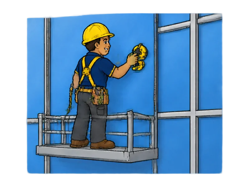 Desenho do técnico do Doutor na Obra fazendo instalação de pele de vidro e fachada