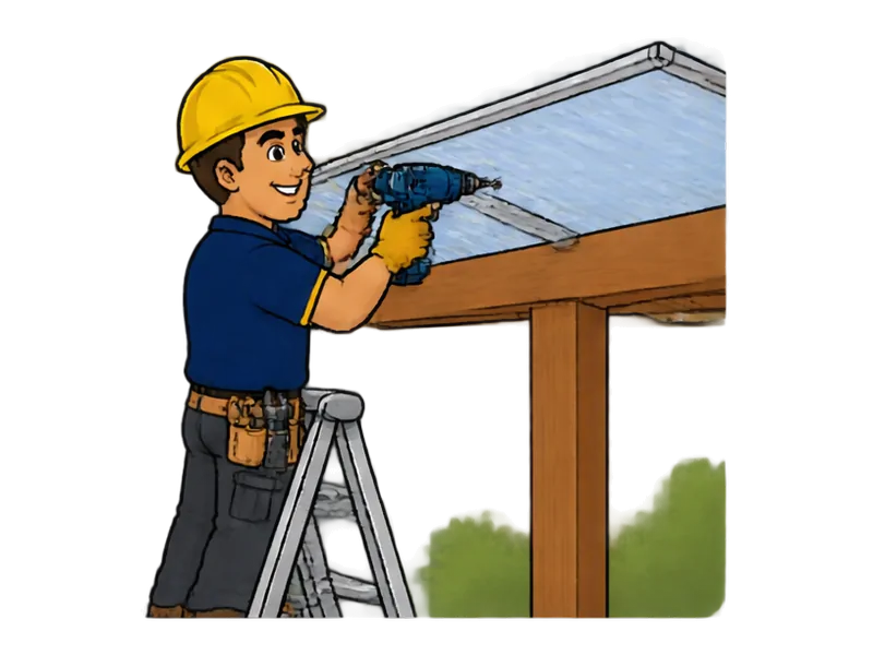 Desenho do técnico do Doutor na Obra fazendo instalação de pergolado e cobertura simples