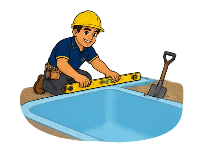 Desenho do técnico do Doutor na Obra fazendo instalação de piscina de fibra