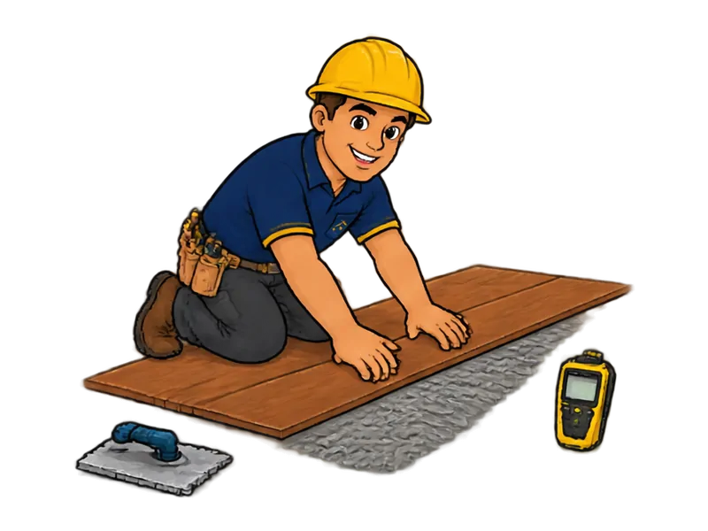 Desenho do técnico do Doutor na Obra fazendo instalação de piso de madeira