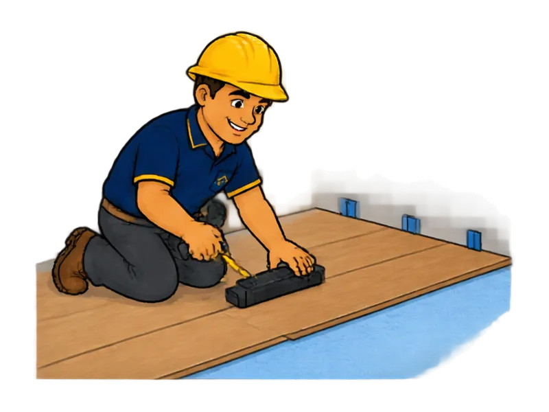 Desenho do técnico do Doutor na Obra fazendo instalação de piso laminado