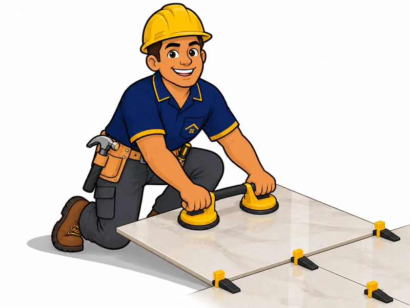 Desenho do técnico do Doutor na Obra fazendo instalação de piso porcelanato