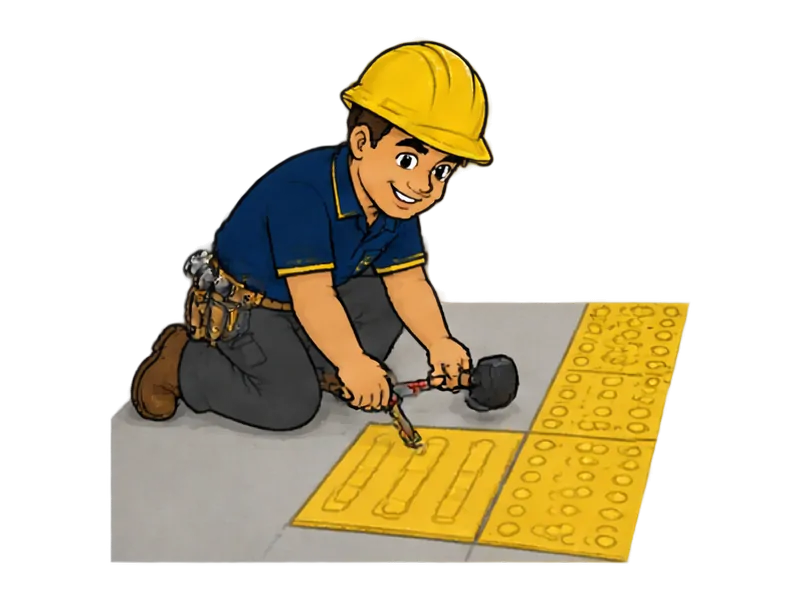Desenho do técnico do Doutor na Obra fazendo instalação de piso tátil