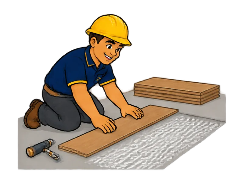 Desenho do técnico do Doutor na Obra fazendo instalação de piso vinílico