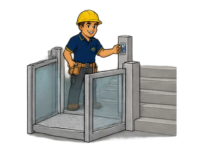 Desenho do técnico do Doutor na Obra fazendo instalação de plataforma elevatória