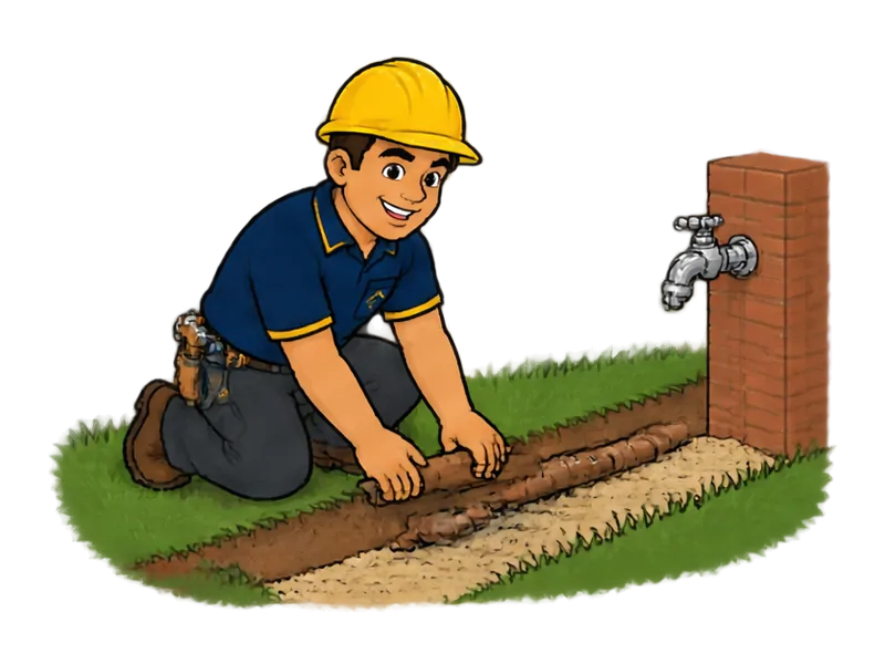 Desenho do técnico do Doutor na Obra fazendo instalação de ponto de água para jardim e áreas externas