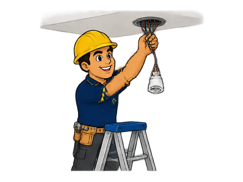 Desenho do técnico do Doutor na Obra fazendo instalação de ponto de luz