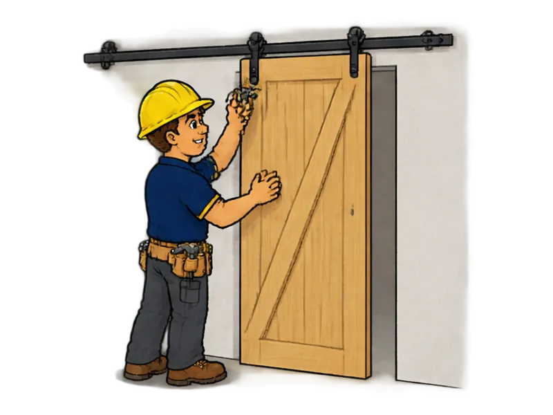 Desenho do técnico do Doutor na Obra fazendo instalação de porta de correr