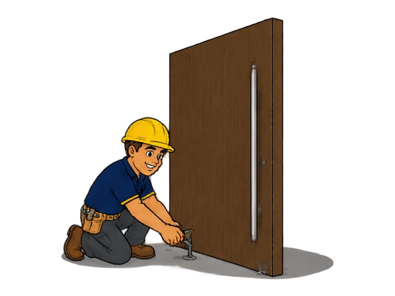 Desenho do técnico do Doutor na Obra fazendo instalação de porta pivotante