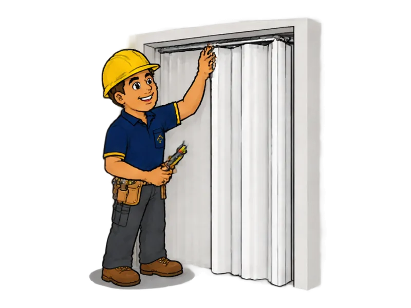 Desenho do técnico do Doutor na Obra fazendo instalação de porta sanfonada