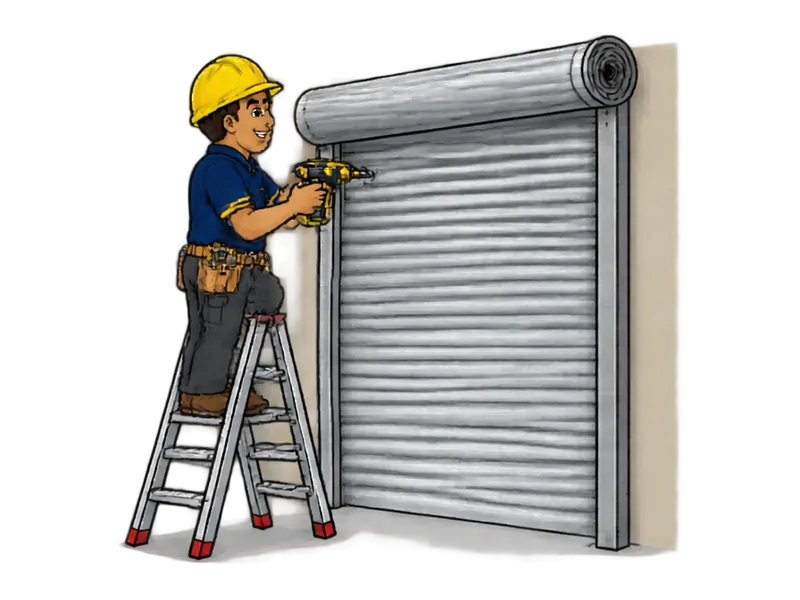 Desenho do técnico do Doutor na Obra fazendo instalação de portão de enrolar comercial